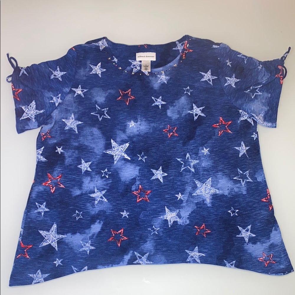 Alfred Dunner red,white & blue star XL shirt